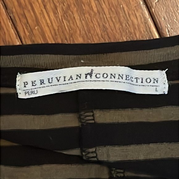 Peruvian Connection | Andover Green & Black Striped Long Sleeve Maxi Dress Large - Picture 8 of 11